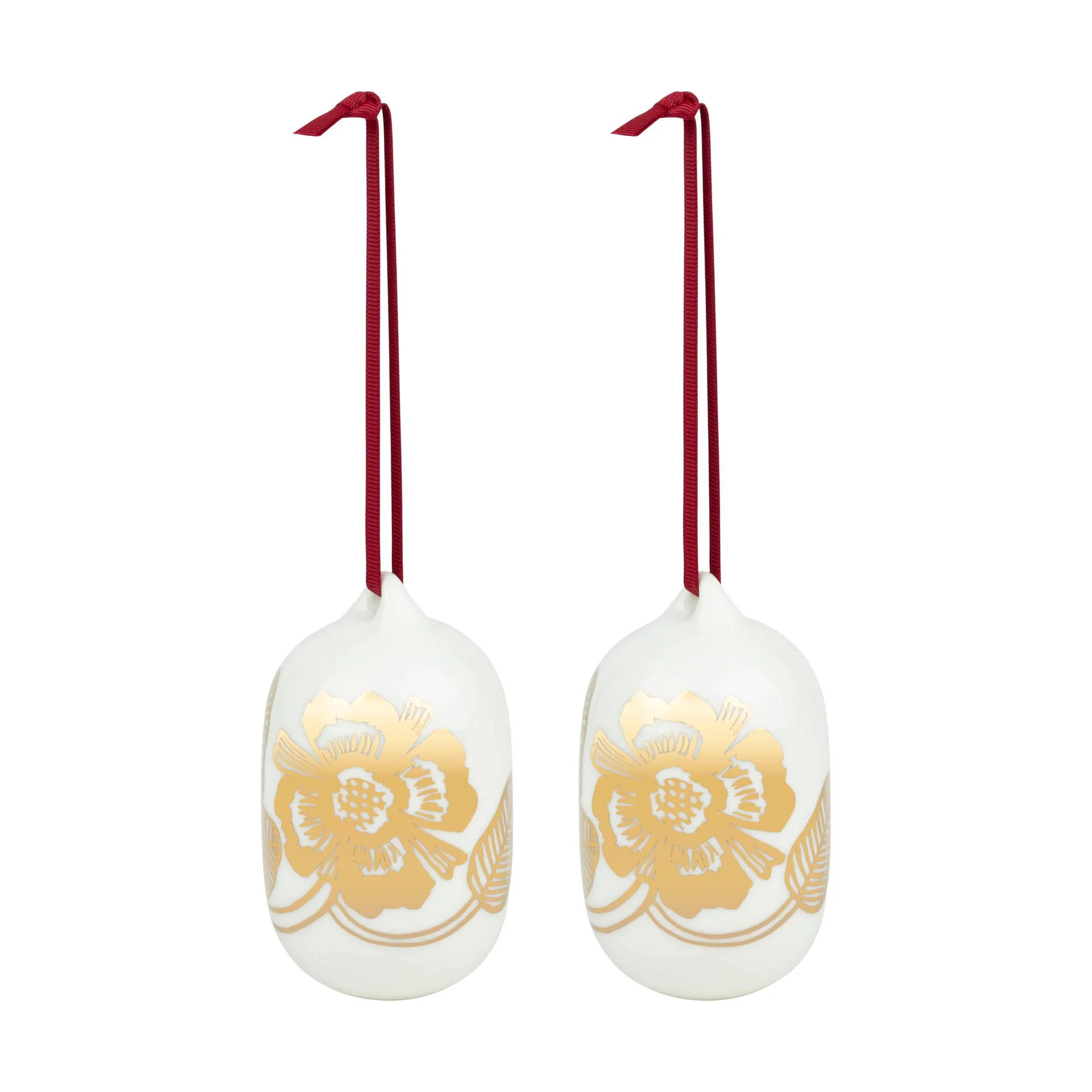 Bombka świąteczna Tiara 2025 6x9 cm, White-gold Marimekko