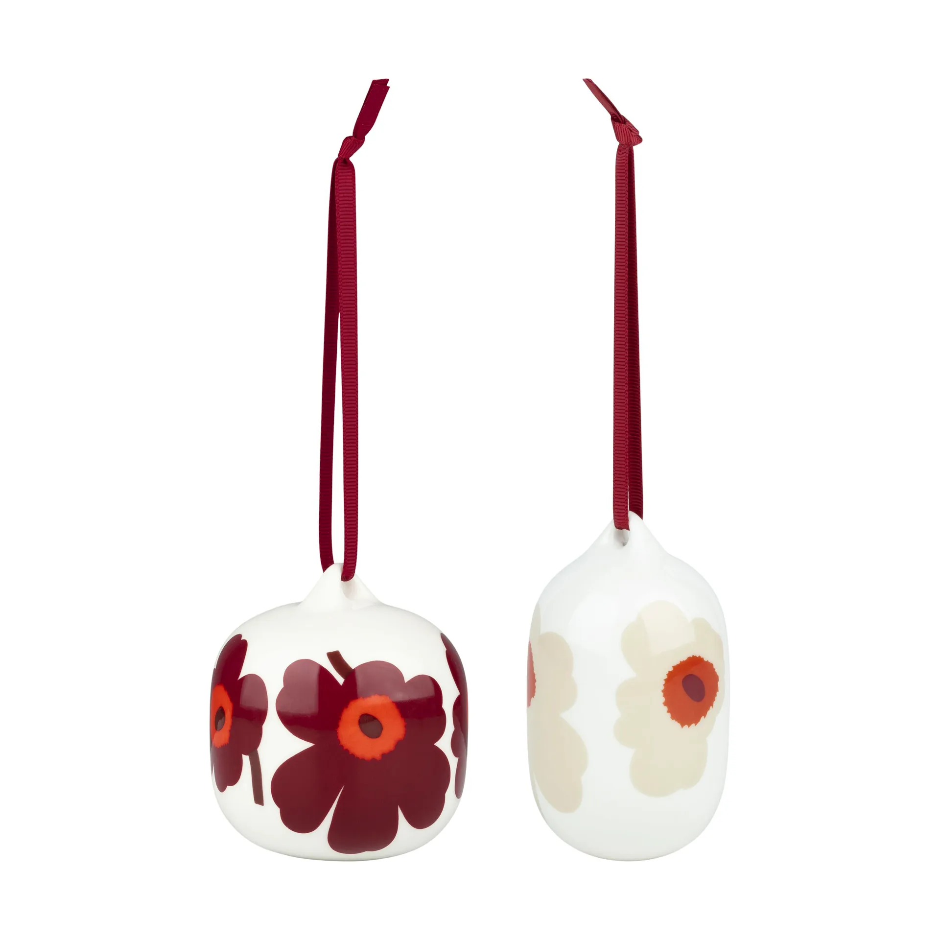 Bombki świąteczne Unikko 2025 2 części, White-red-beige Marimekko