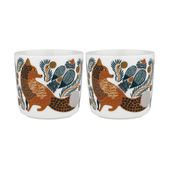 Filiżanka bez ucha Oiva Ketunmarja 20 cl, 2 szt - White-brown-dark green - Marimekko