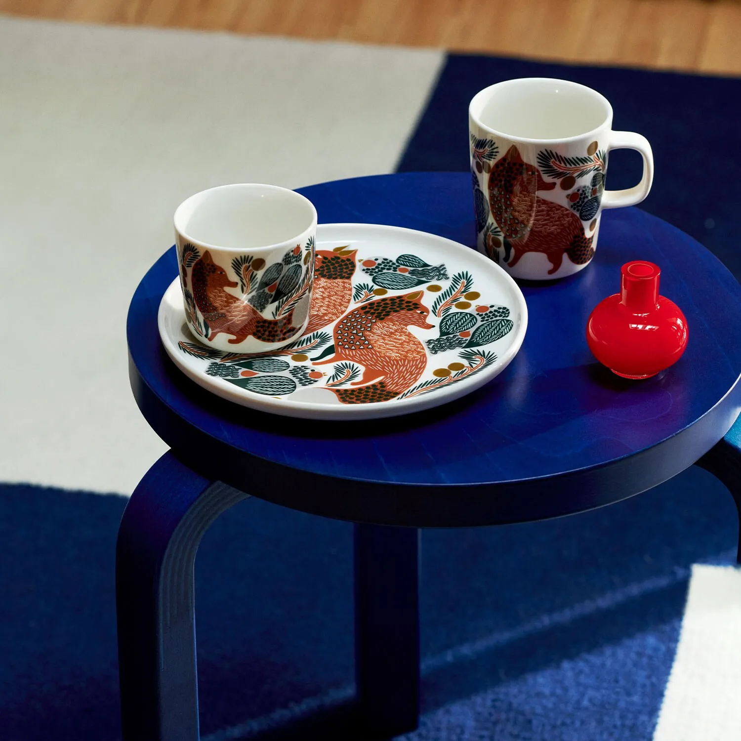 Filiżanka bez ucha Oiva Ketunmarja 20 cl, 2 szt, White-brown-dark green Marimekko