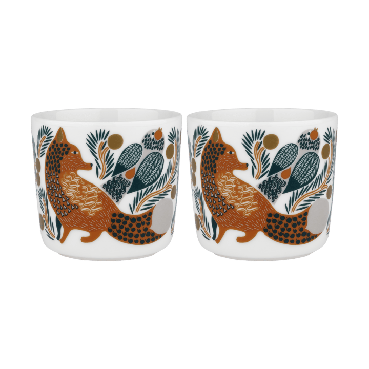 Filiżanka do kawy Oiva Ketunmarja bez ucha 200 ml, 2 szt - White-brown-dark green - Marimekko