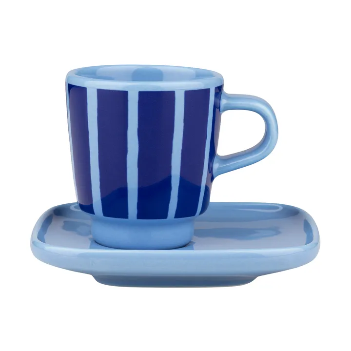 Filiżanka espresso ze spodkiem Piccolo - Jasnoniebieski-niebieski, 50 ml - Marimekko