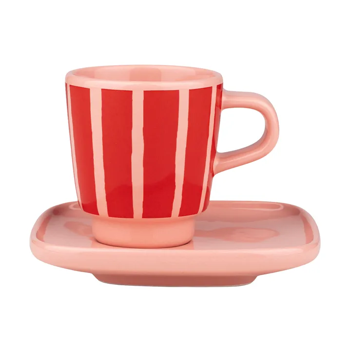 Filiżanka espresso ze spodkiem Piccolo - Łosoś czerwono-pomarańczowy, 50 ml - Marimekko