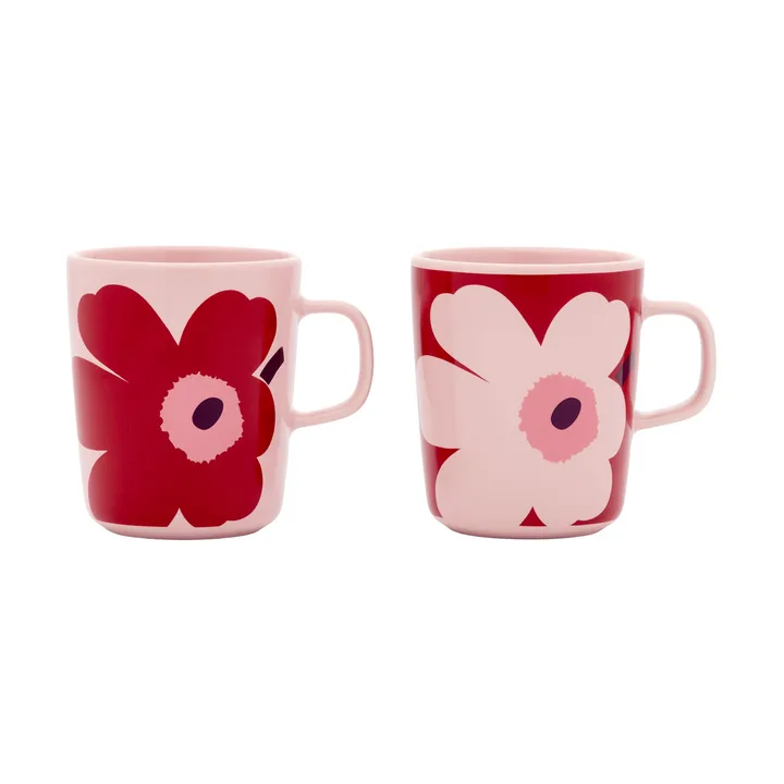 Juhla Unikko kubek 250 ml 2‑pak - Pink-cranberry-plum - Marimekko