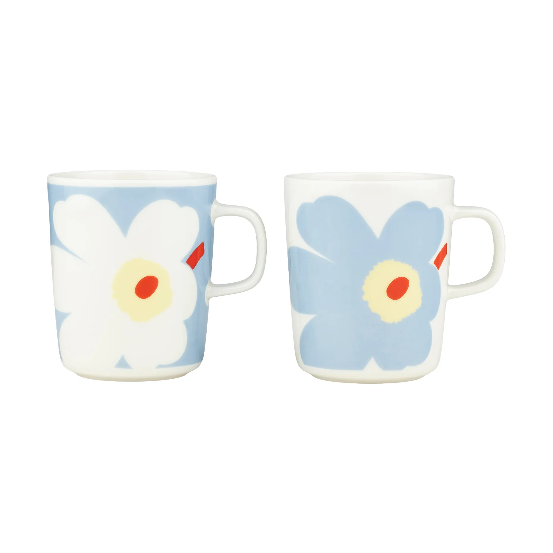 Juhla Unikko kubek 250 ml 2‑pak, White-light blue-sand-orange red Marimekko