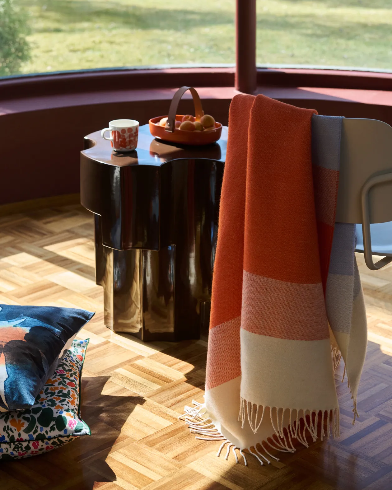 Koc Hennika 120x180 cm, Orange-white-Light blue Marimekko