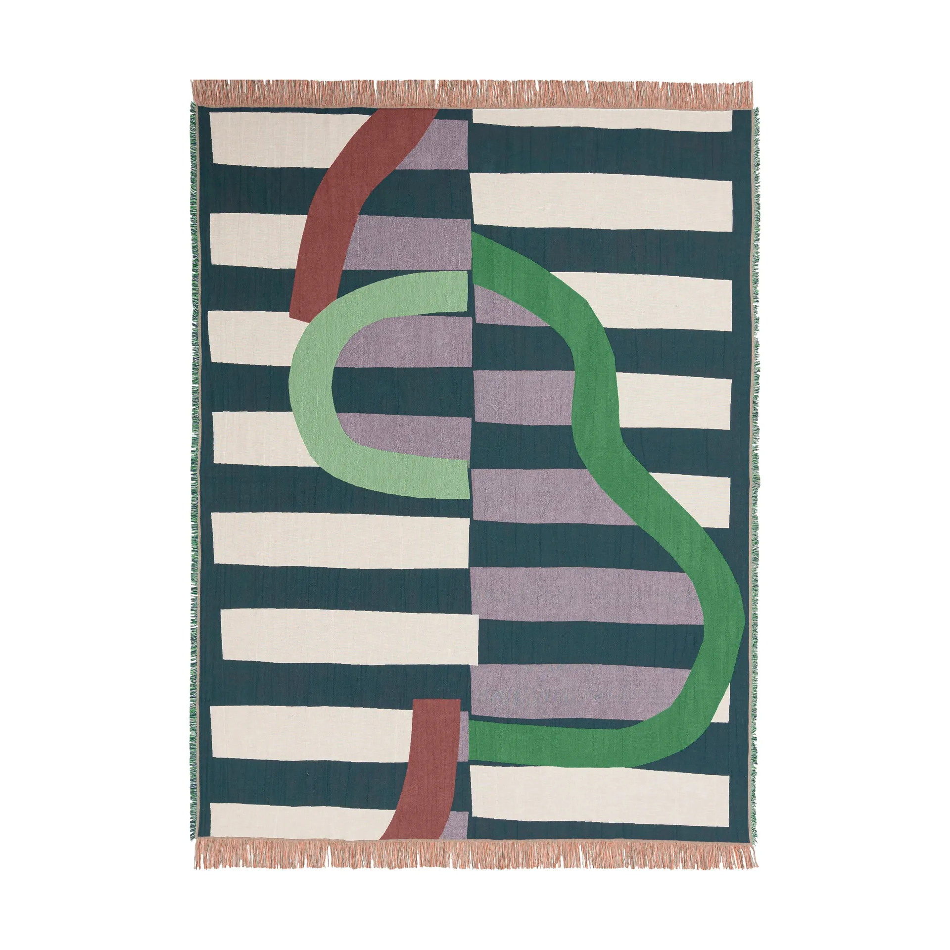 Koc Siirto jacquard 140x180 cm, Powder-d. blue-l. blue-coral Marimekko