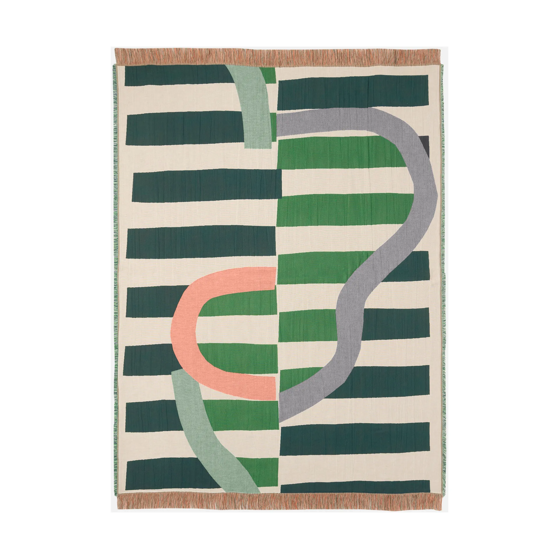 Koc Siirto jacquard 140x180 cm, Powder-d. blue-l. blue-coral Marimekko