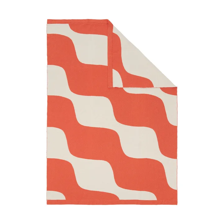 Koc Taifuuni - Off white-orange red, 140x180 cm - Marimekko