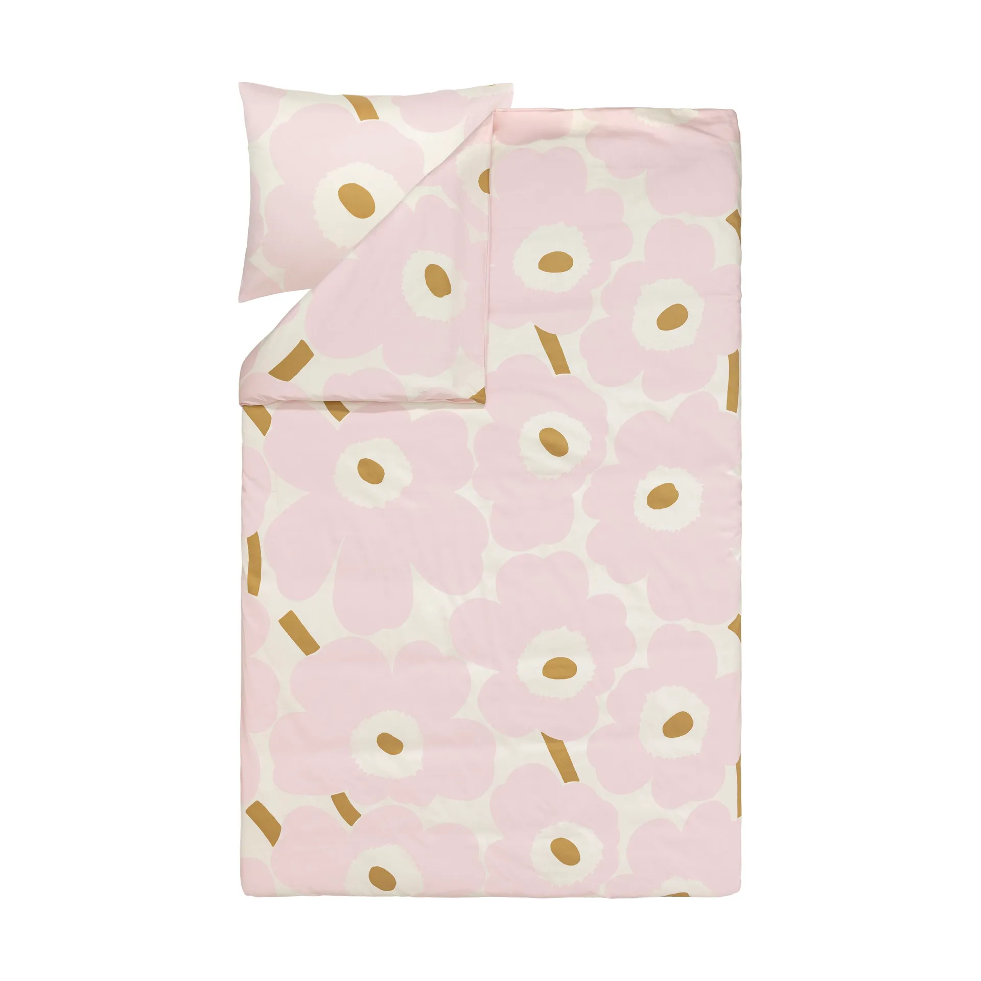 Komplet pościeli Unikko 150x210 cm+50x60 cm, White-light pink-beige Marimekko
