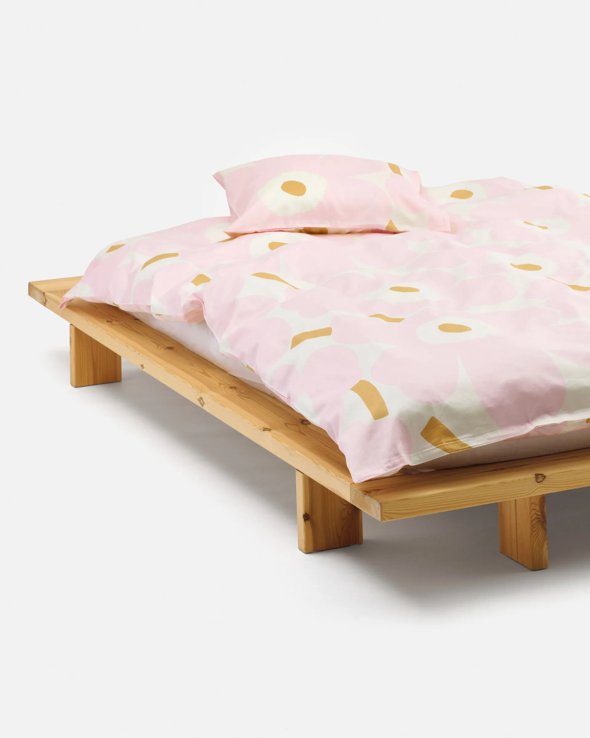 Komplet pościeli Unikko 150x210 cm+50x60 cm, White-light pink-beige Marimekko