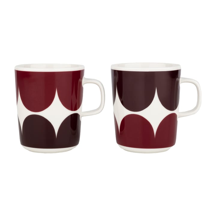 Kubek Härkä 25 cl 2-pak, white-dark wine-dark red Marimekko
