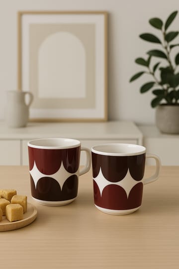 Kubek Härkä 25 cl 2-pak - white-dark wine-dark red - Marimekko