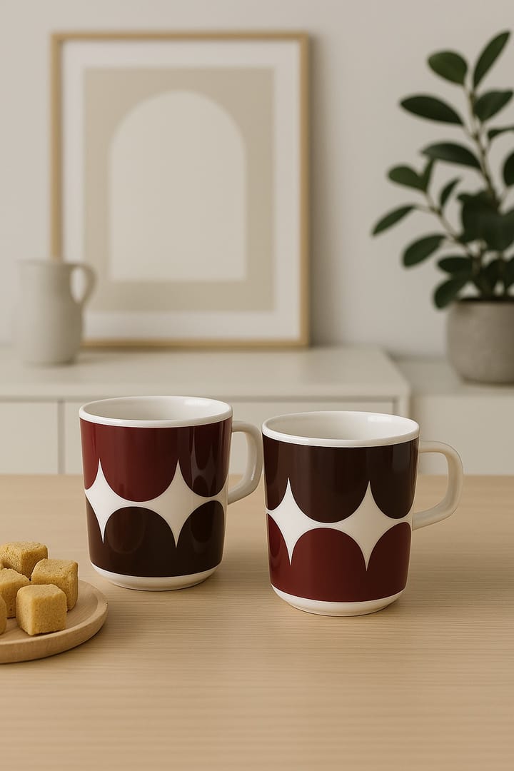 Kubek Härkä 25 cl 2-pak, white-dark wine-dark red Marimekko