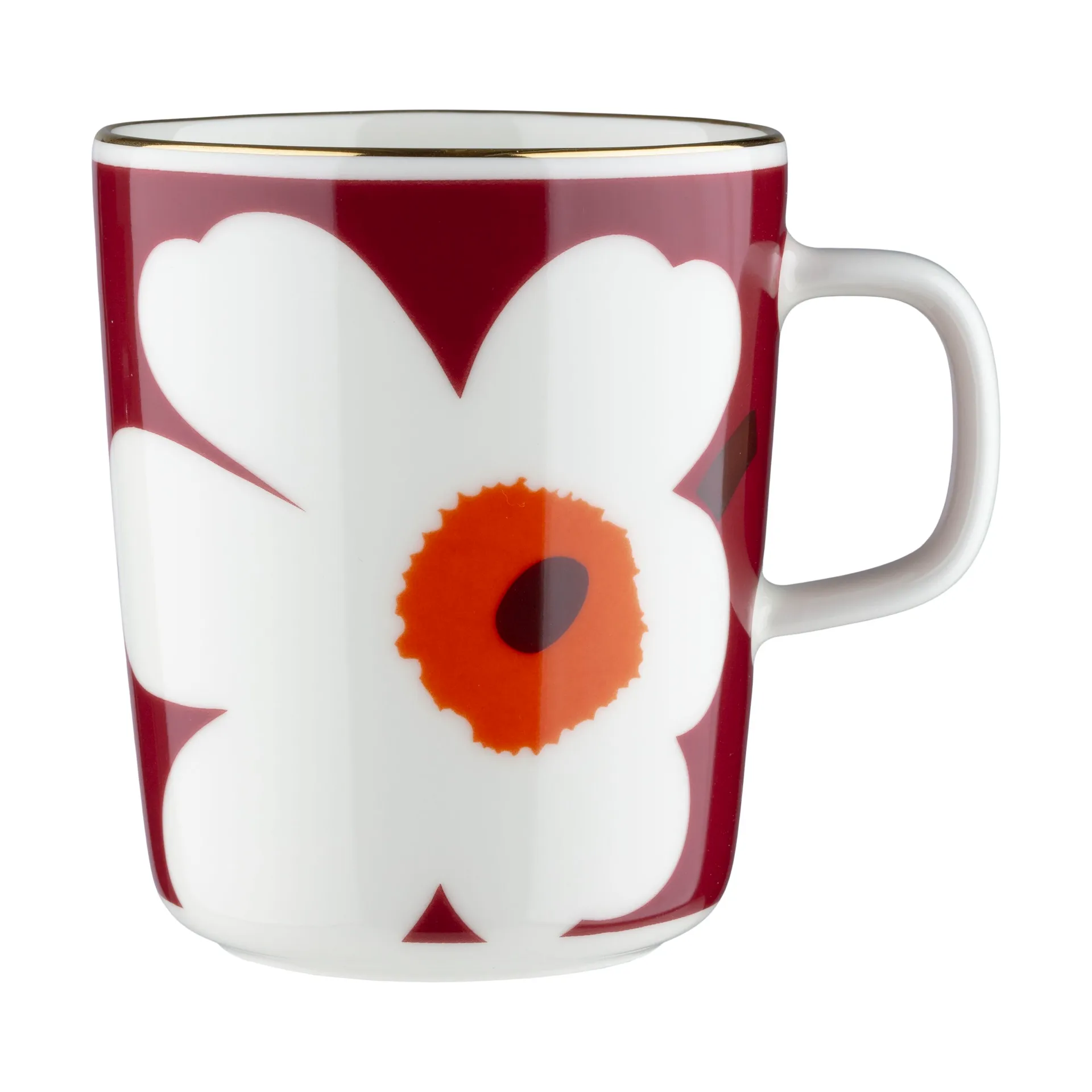 Kubek Juhla Unikko 250 ml 2 szt., White-burgundy-gold Marimekko