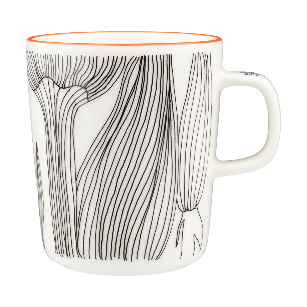 Kubek Kukat Puhkeavat 250 ml, White-black-orange Marimekko