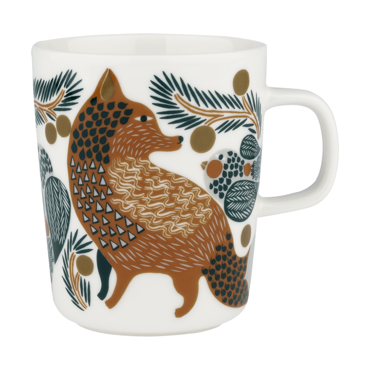 Kubek Oiva Ketunmarja 25 cl, White-brown-dark green Marimekko