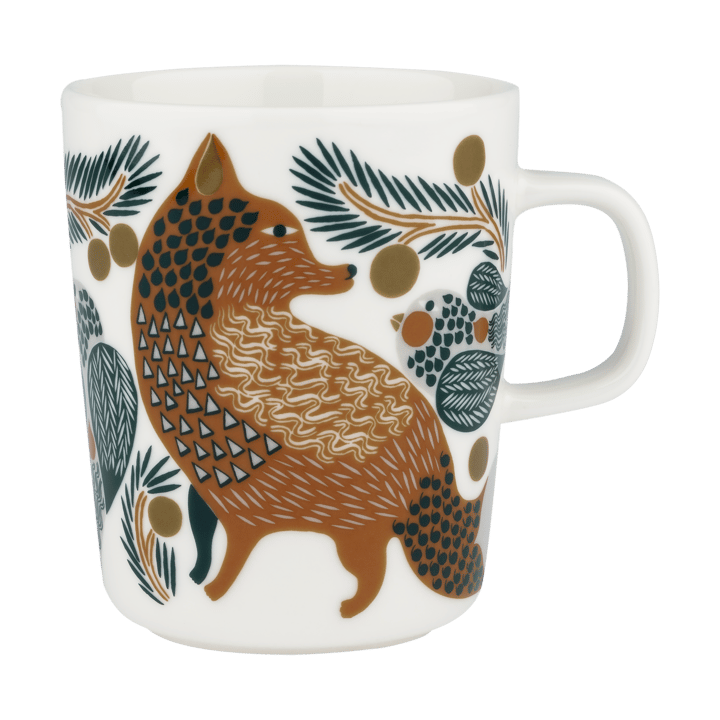 Kubek Oiva Ketunmarja 25 cl - White-brown-dark green - Marimekko