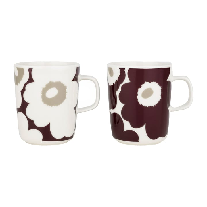 Kubek Unikko 2,5 dl 2-pak - Clay-dark wine-white - Marimekko