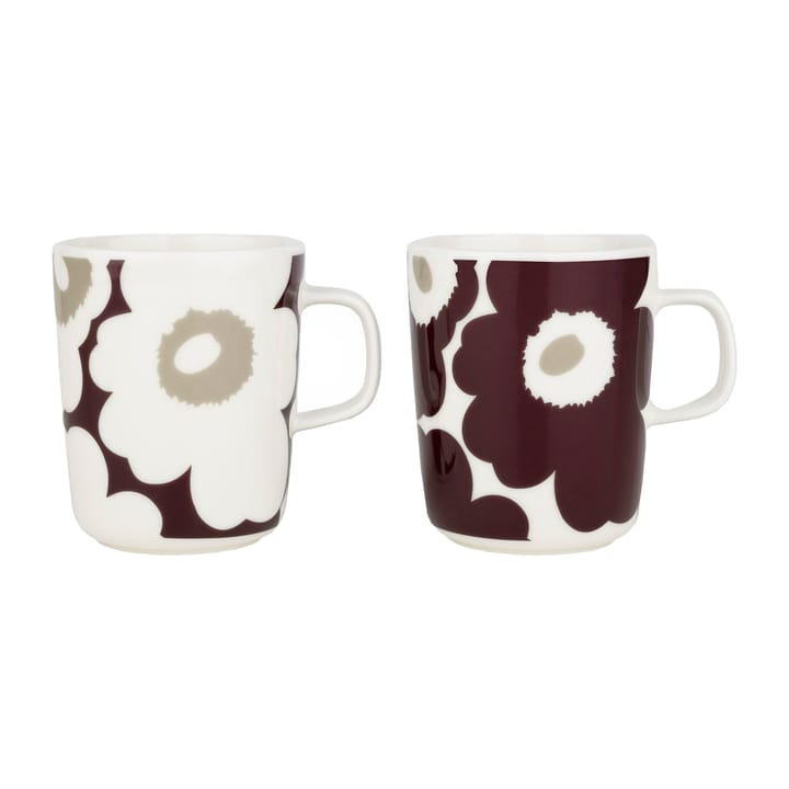 Kubek Unikko 2,5 dl 2 szt. - Clay-Dark wine-White - Marimekko