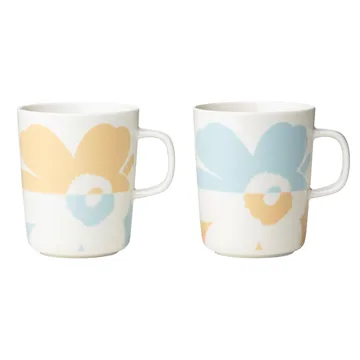 Kubek Unikko 2,5 dl 2 szt. - White-Beige-Aqua - Marimekko