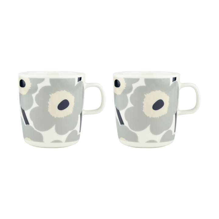 Kubek Unikko 40 cl, zestaw - 2 szt. - White-light grey-sand-dark blue - Marimekko