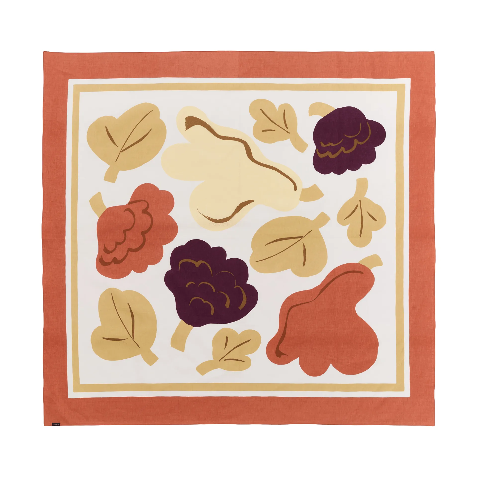 Kukasta Kukkaan obrus, White-terrac-ochre-plum, 140x140 cm Marimekko