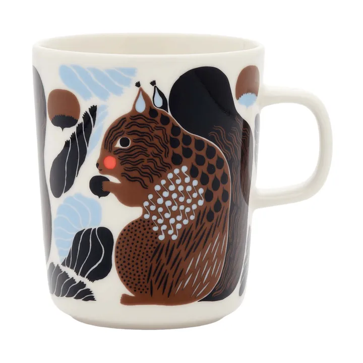 Kurre kubek 250 ml - Biały-brązowy-czarny-jasnoniebieski - Marimekko