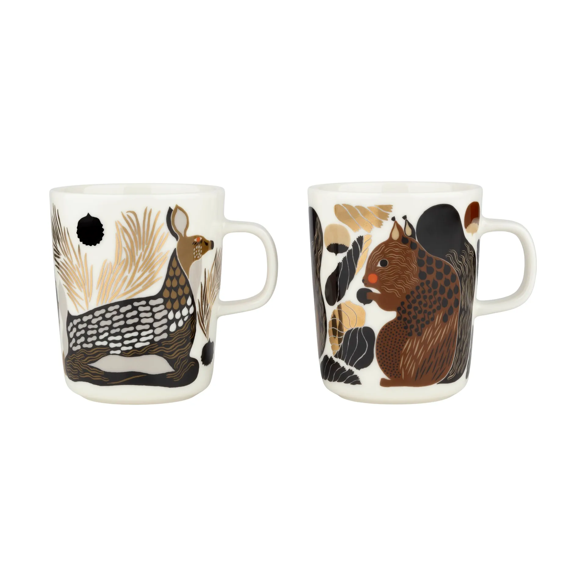Kurre & Peura kubek 25 cl, 2 szt., White-brown-green Marimekko