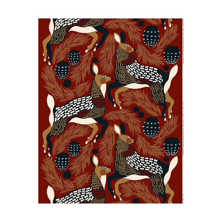 Materiał bawełna Peura  - Red-beige-dark blue - Marimekko