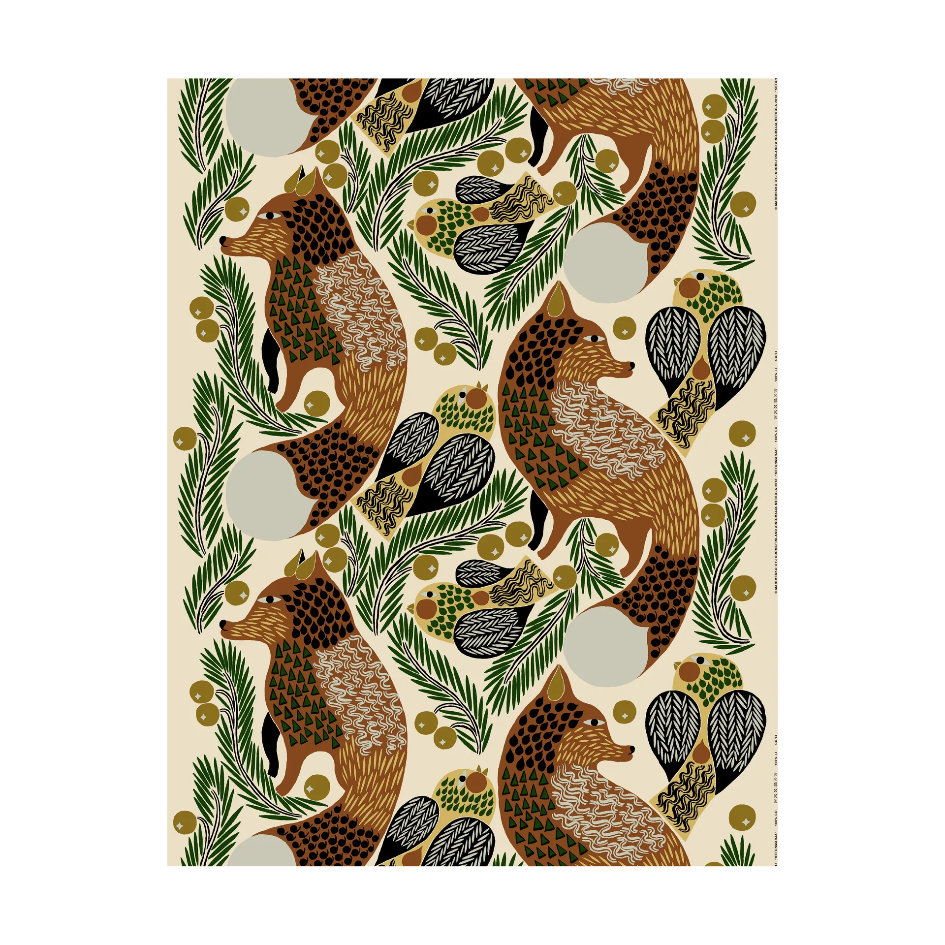 Materiał lniano-bawełniany Ketunmarja, Linen-gold-brown Marimekko