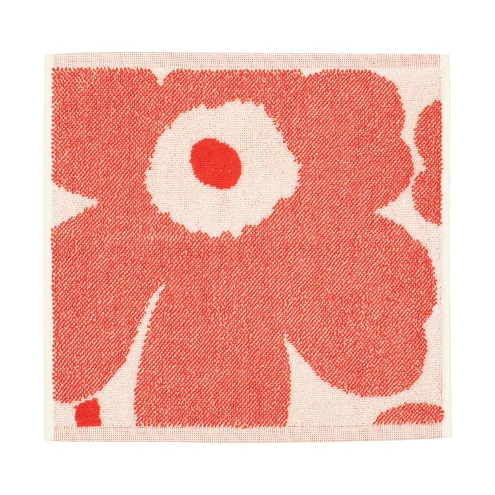Mini ręcznik Unikko 32x32 cm - Off white-orange red - Marimekko