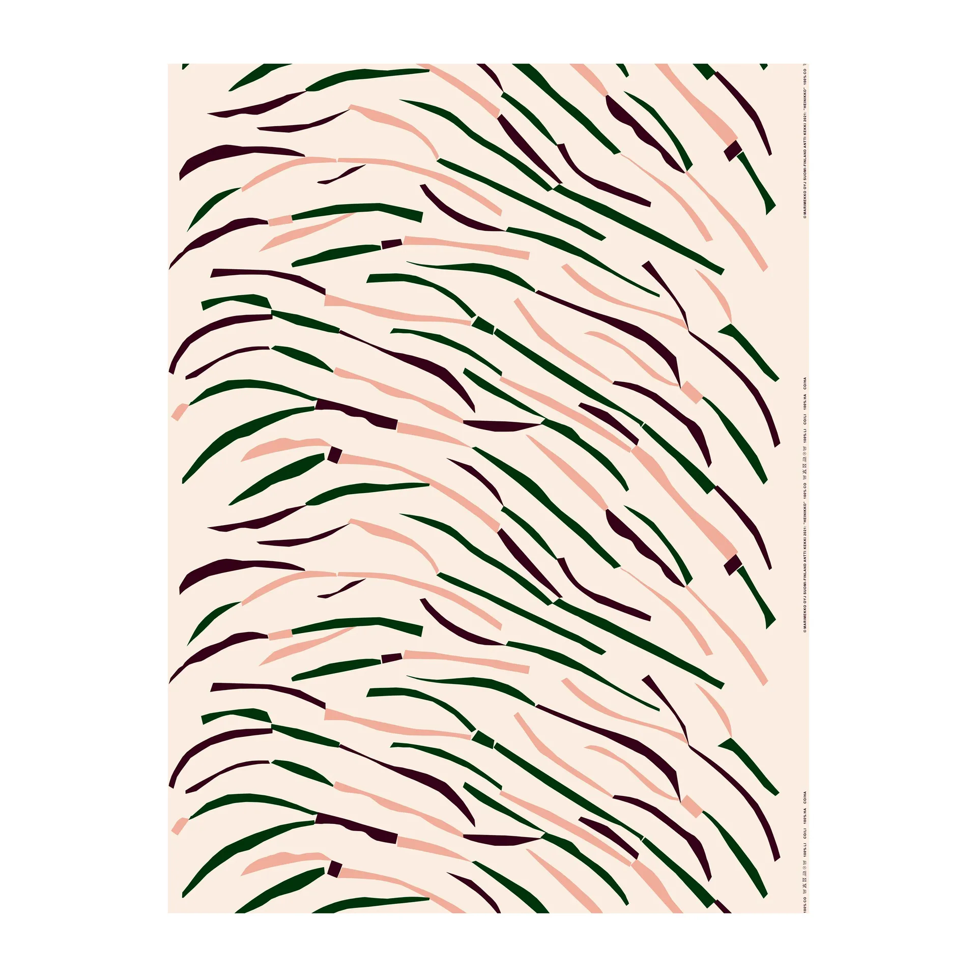 Niebielona tkanina bawełniana Heinikko, Cotton-red-dazzling-green Marimekko