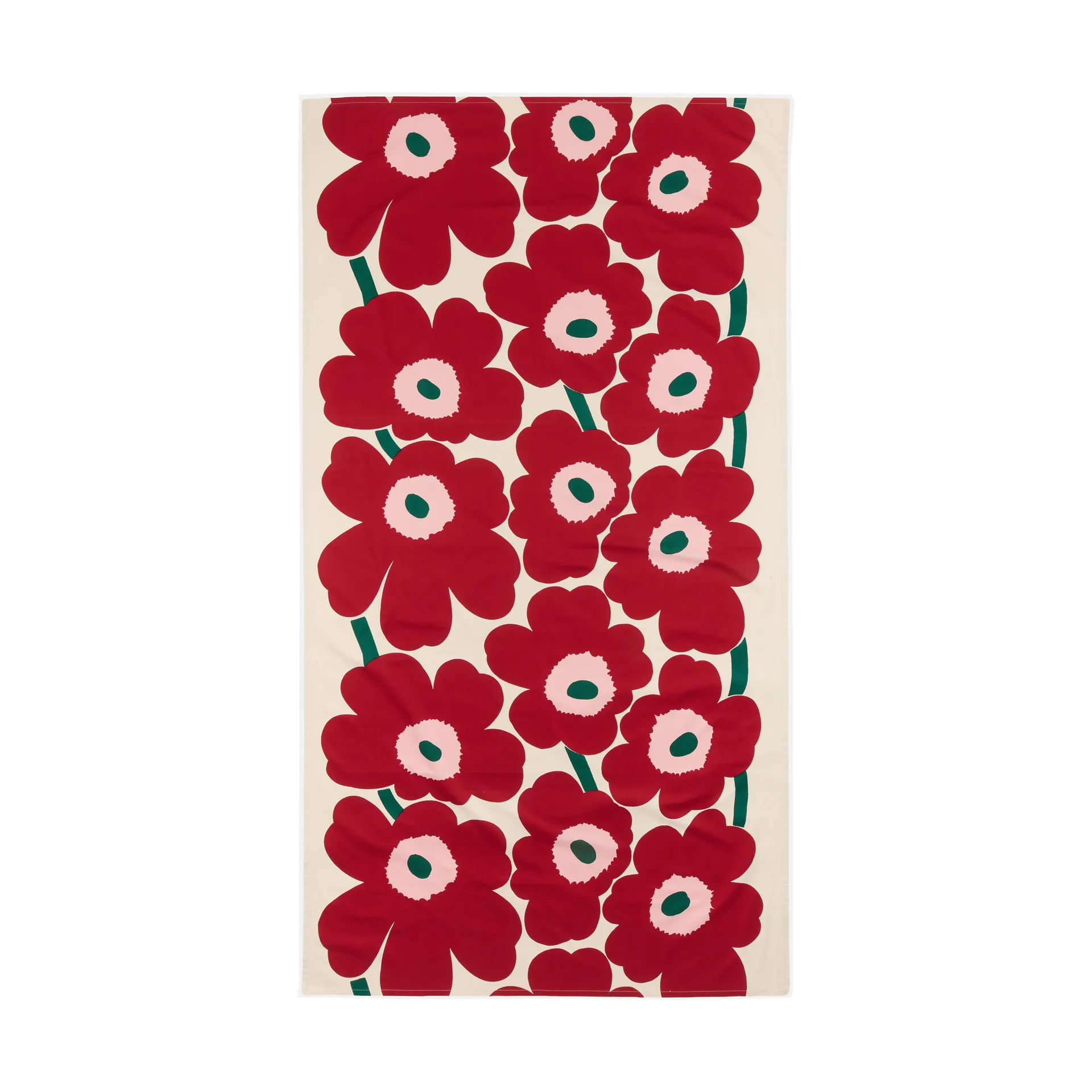 Obrus Unikko, Off white-cranberry-rose, 135x250 cm Marimekko