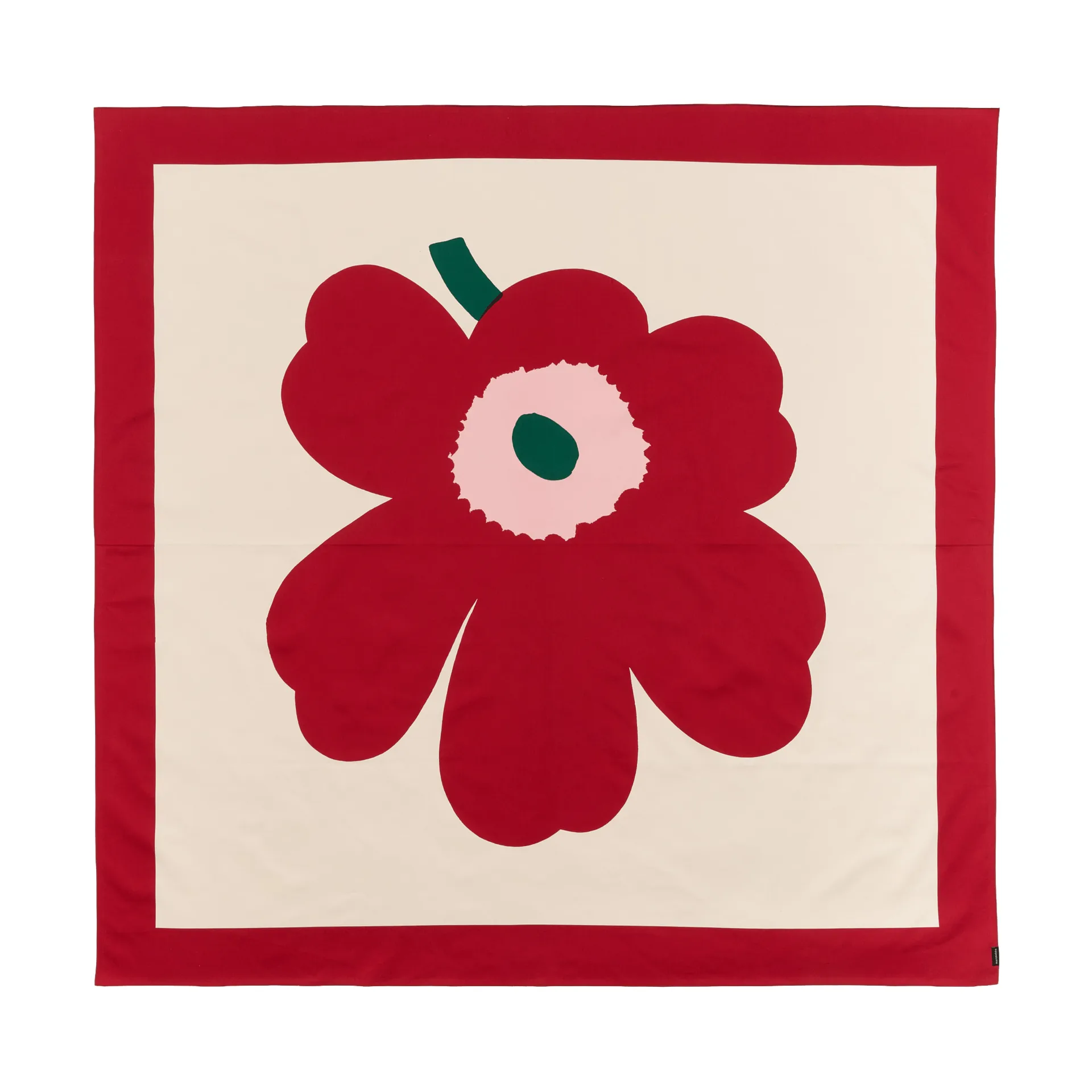 Obrus Unikko, Off white-cranberry-rose, 140x140 cm Marimekko