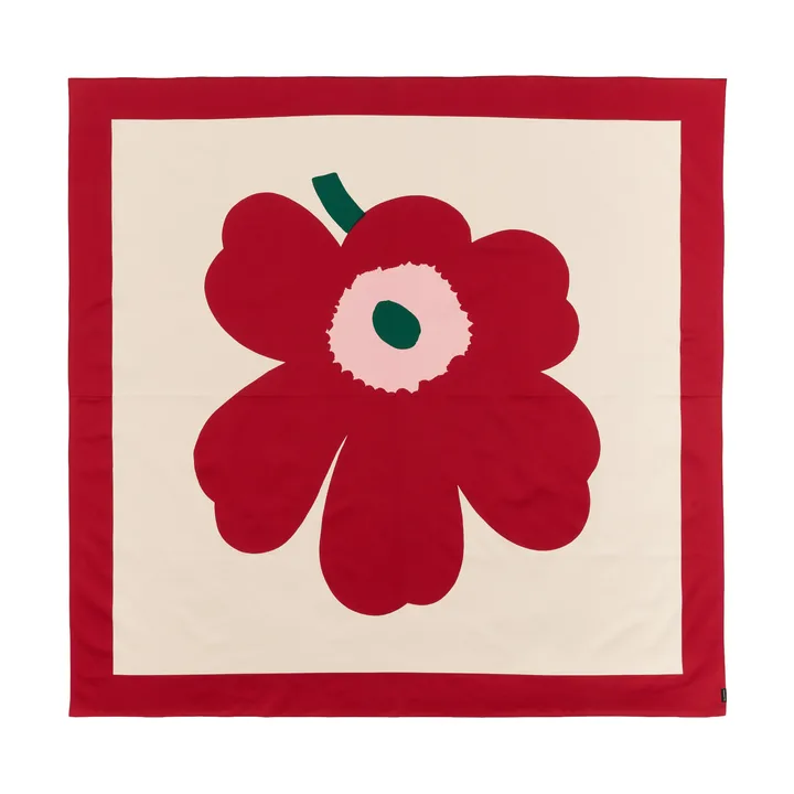 Obrus Unikko - Off white-cranberry-rose, 140x140 cm - Marimekko