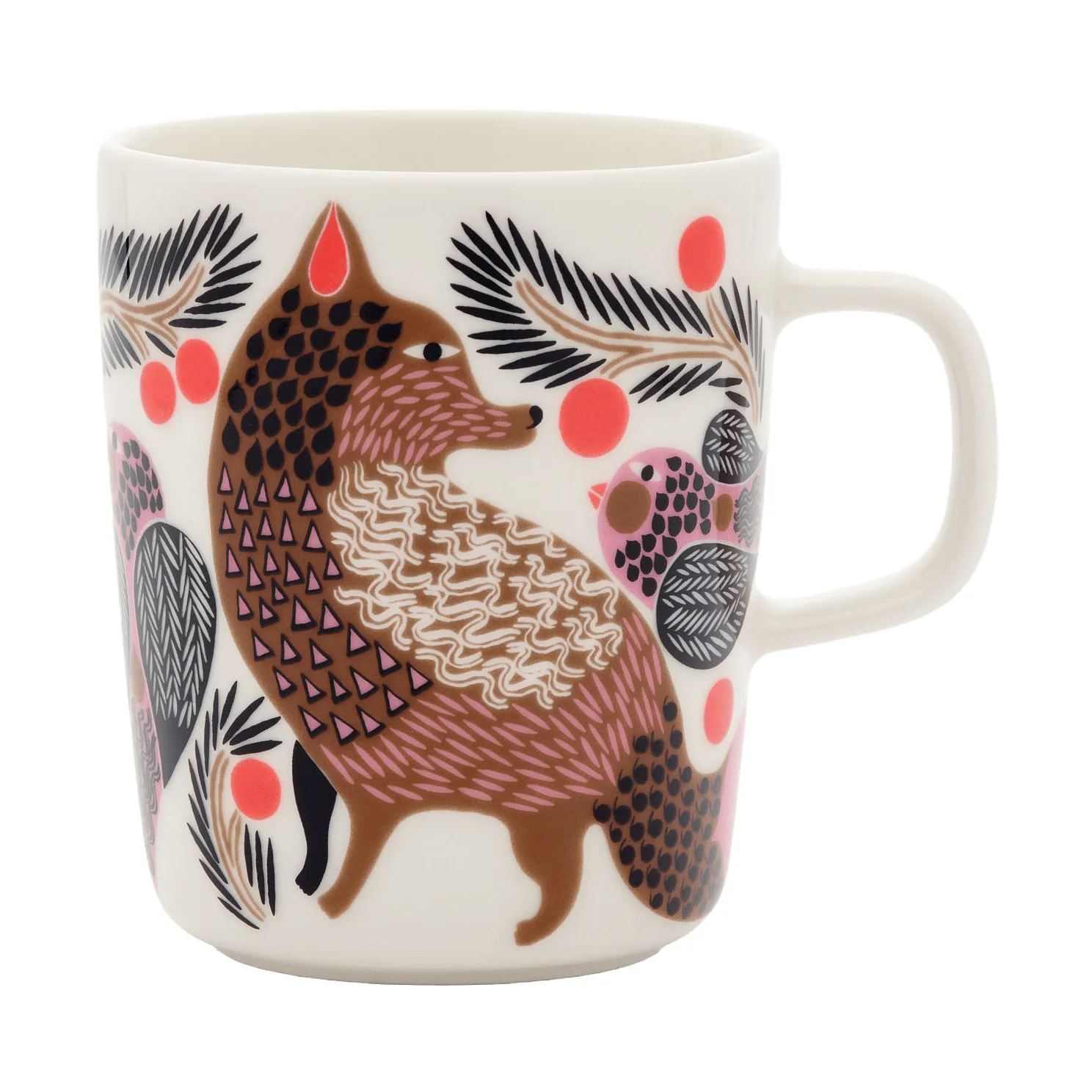 Oiva Ketunmarja kubek 250 ml, White-brąz-róż-petrol Marimekko