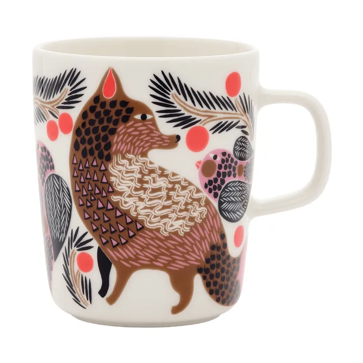 Oiva Ketunmarja kubek 250 ml - White-brąz-róż-petrol - Marimekko