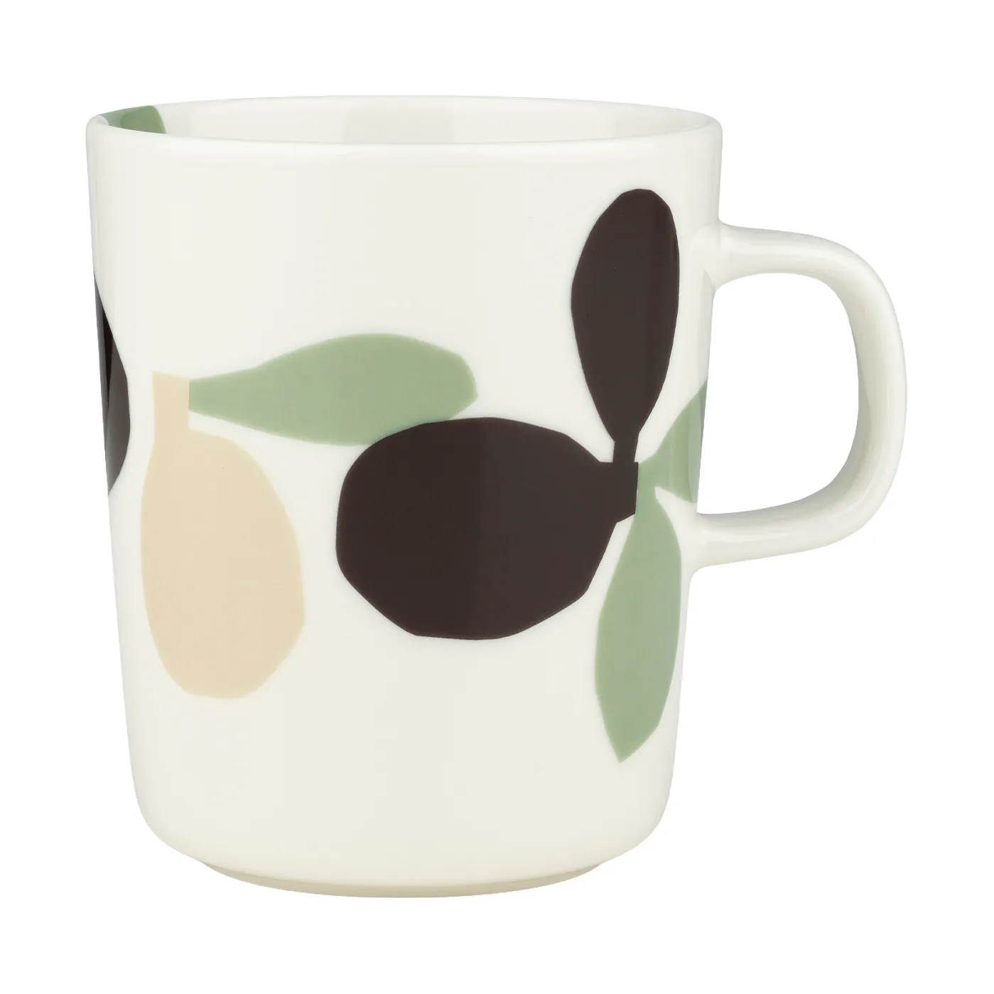 Omppo kubek, Biały, szałwiowy, czarnobrązowy, lniany, 250 ml Marimekko