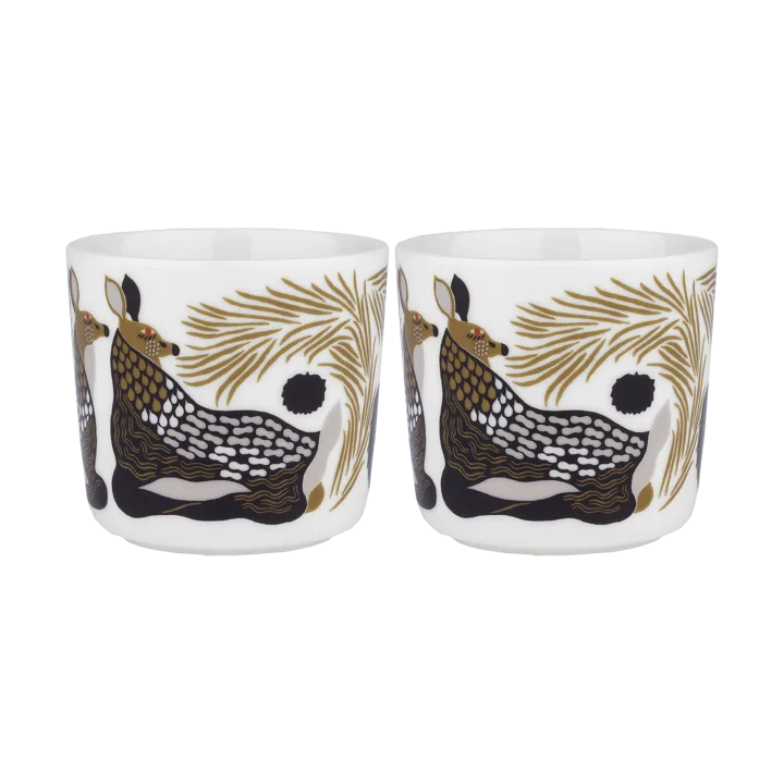 Peura filiżanka do kawy bez ucha 200 ml, 2‑pak - White-coal-mud-light grey - Marimekko