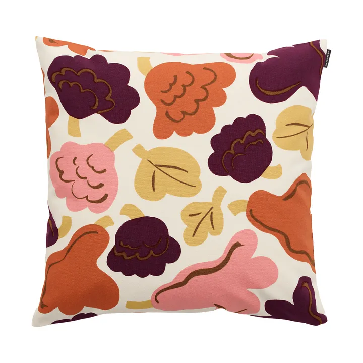 Pieni Kukasta Kukkaan poszewka na poduszkę - Off white-śliwka-róż-terakota, 50x50 cm - Marimekko