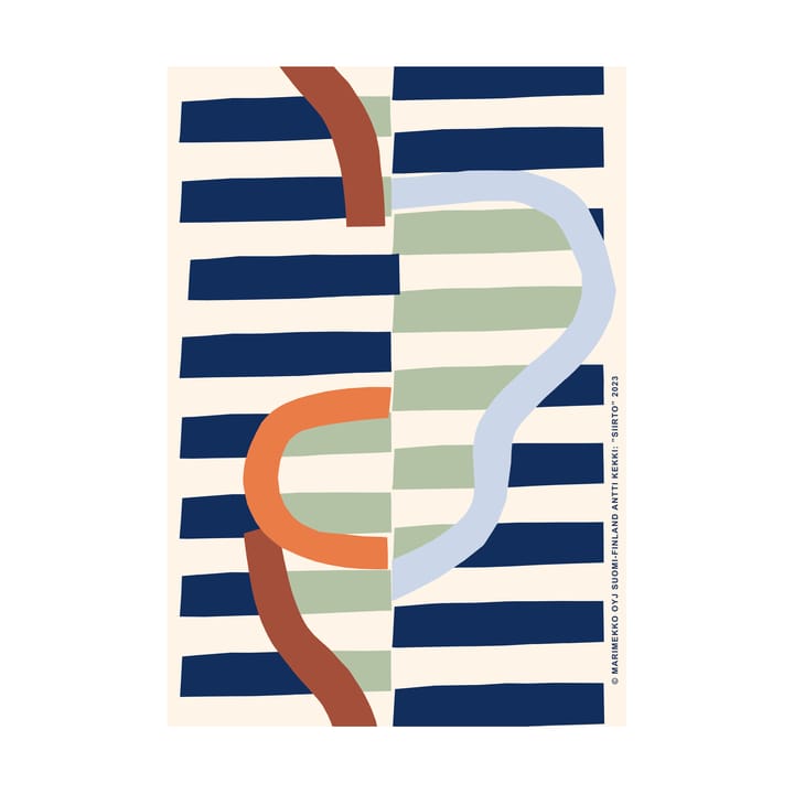Plakat Siirto 50x70 cm, Powder-dk.blue-lt.blue-coral Marimekko