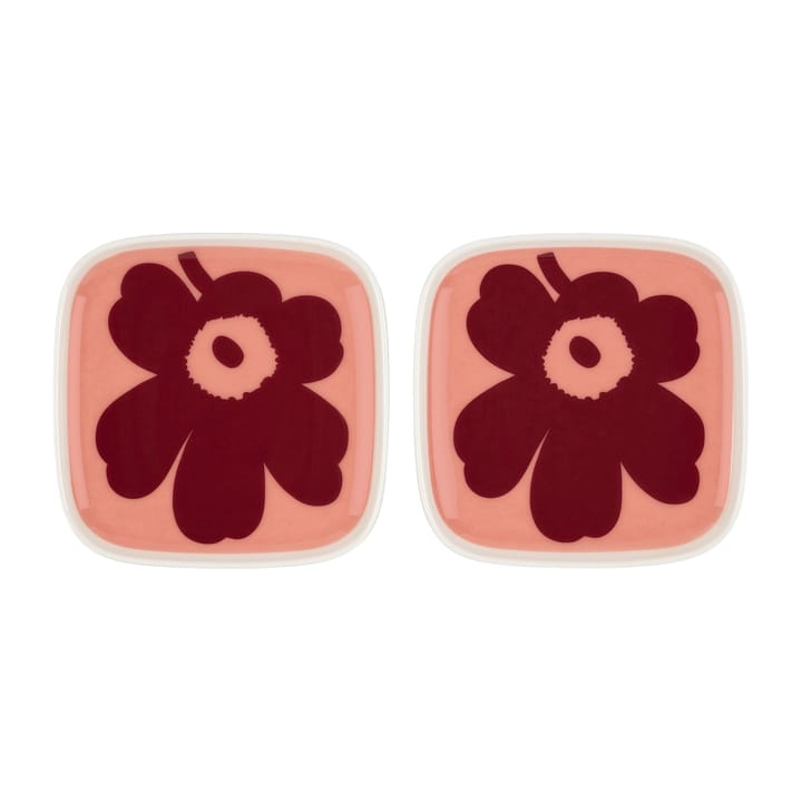 Półmisek Unikko 10x10 cm 2-pak, biały-różowy-czerwony Marimekko