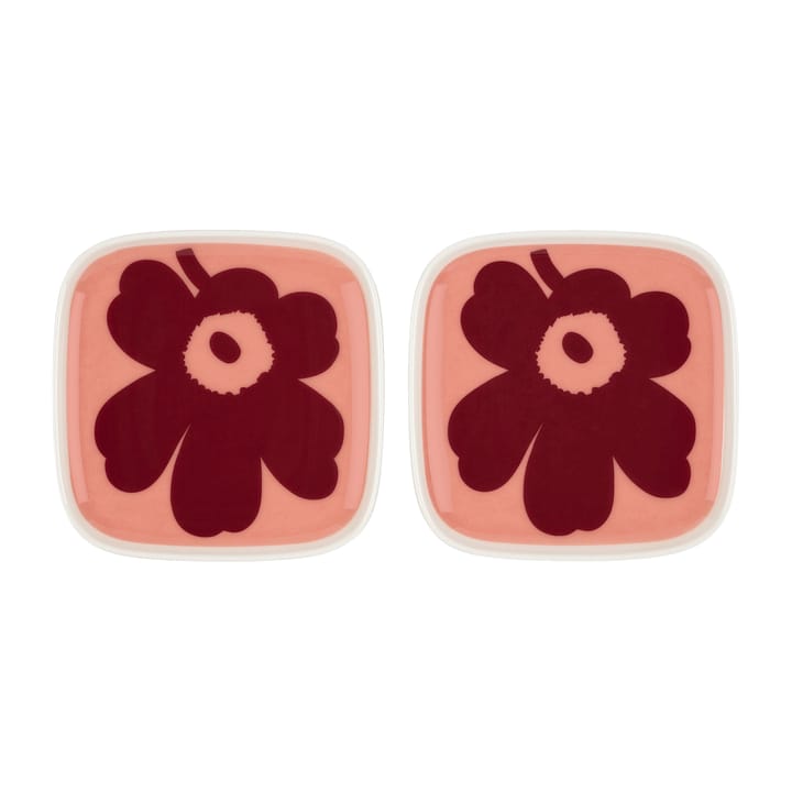 Półmisek Unikko 10x10 cm 2-pak - biały-różowy-czerwony - Marimekko