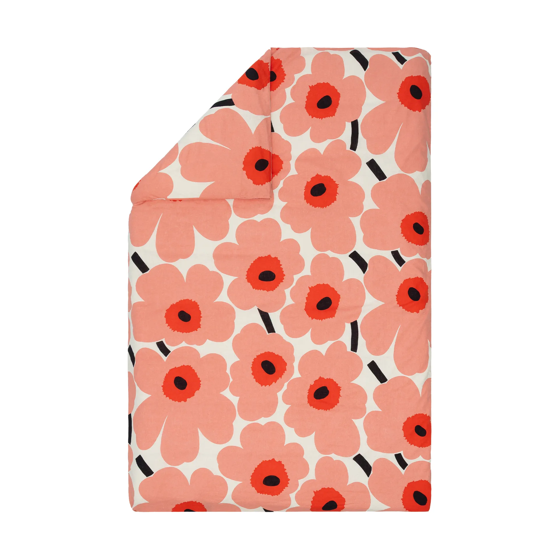 Poszewka na kołdrę Unikko 150x210 cm, Off white-coral-orange red-charcoal Marimekko