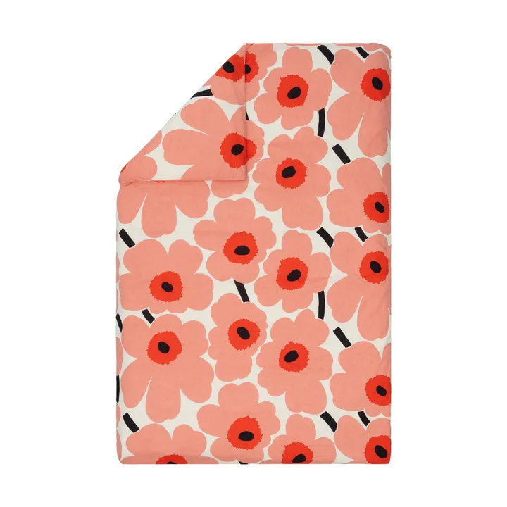 Poszewka na kołdrę Unikko 150x210 cm - Off white-coral-orange red-charcoal - Marimekko