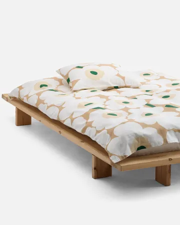 Poszewka na kołdrę Unikko 150x210 cm - Sand-off white-hay-emerald - Marimekko