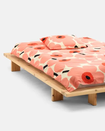 Poszewka na kołdrę Unikko 220x240 cm - Off white-coral-orange red-charcoal - Marimekko