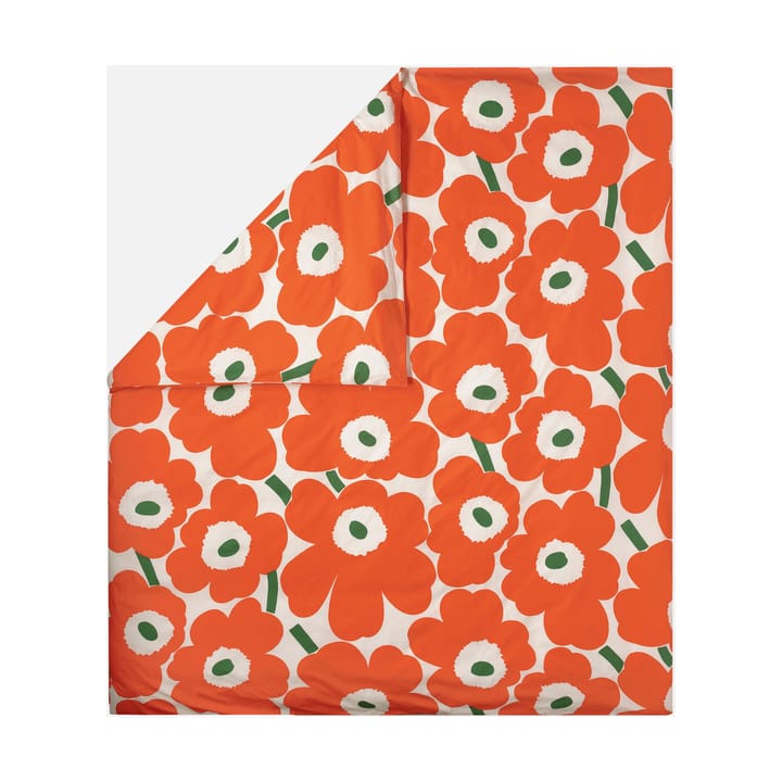 Poszewka na kołdrę Unikko 220x240 cm - Off white-orange-green - Marimekko