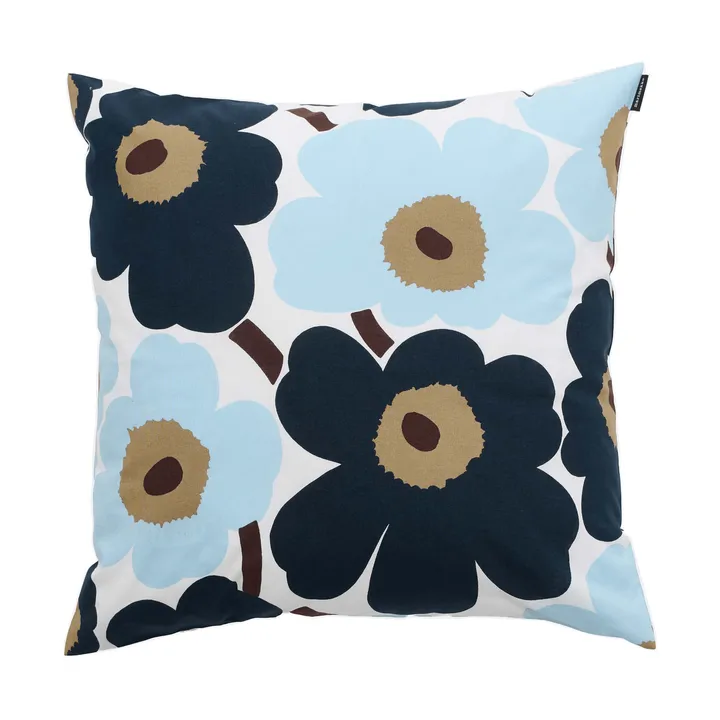 Poszewka na poduszkę Pieni Unikko 50x50cm - White-blueberry-cold blue-dark brown - Marimekko